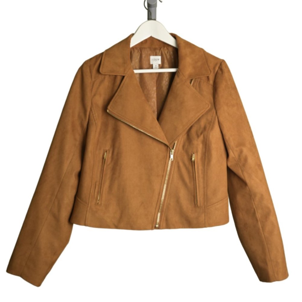 J Crew Rust Vegan Leather Moto Jacket Size M